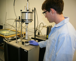 Clayton Burkhardt working on thermal conductivity testing