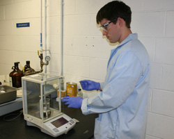 Clayton Burkhardt performing apparent density testing